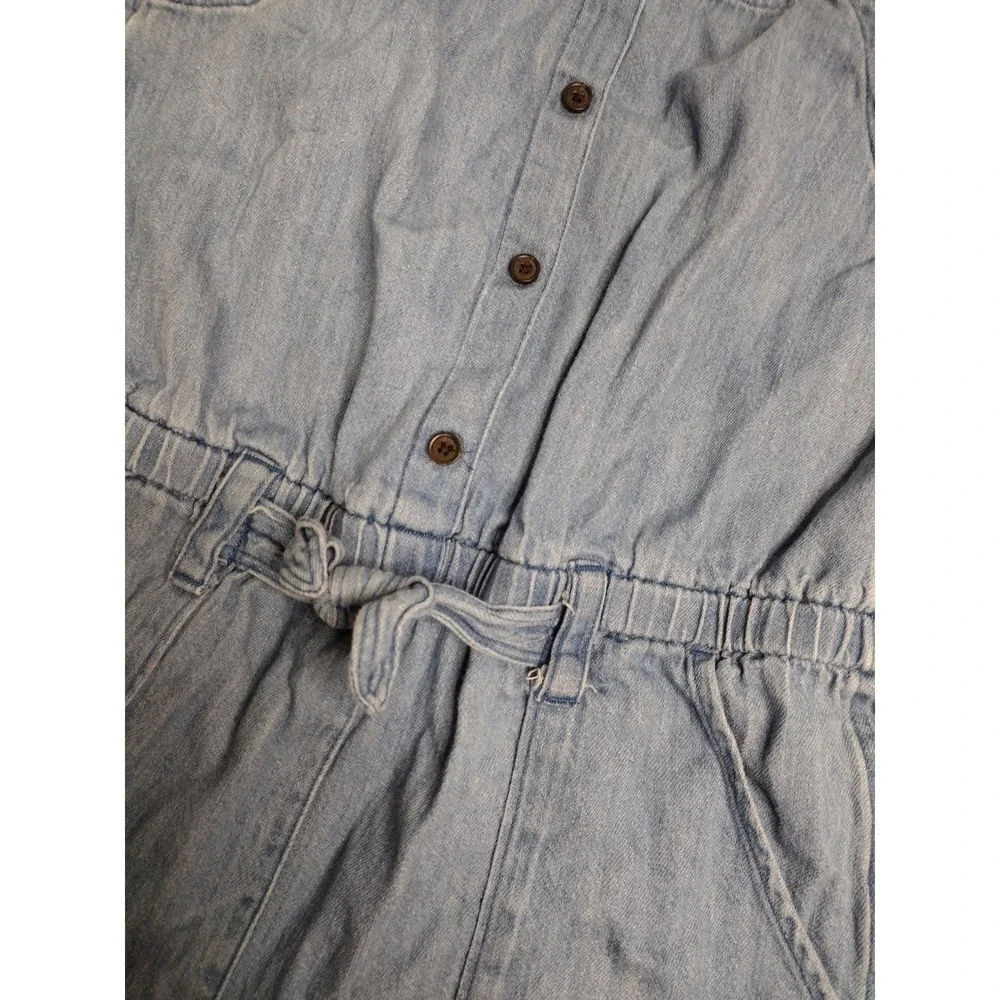 Old Navy Girls Light Wash Denim Romper Button Front Size L 10-12 Cotton‎